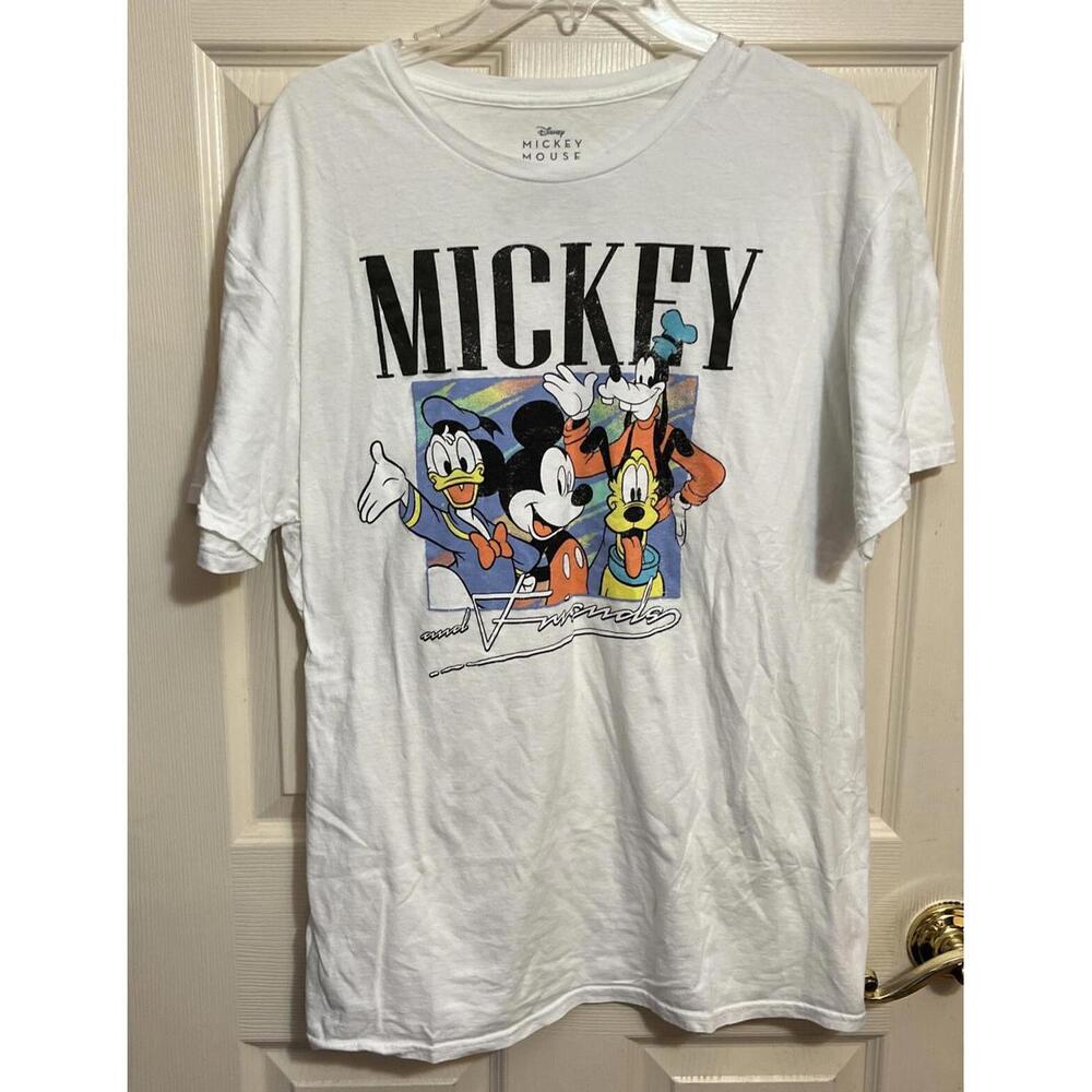Disney White Mickey Mouse And Friends Graphic Short Sleeve T-Shirt Adult Size L